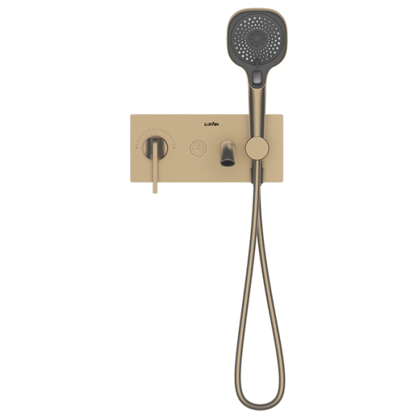 Wall Mounted Bath / Shower Mixer-Brushed Gold