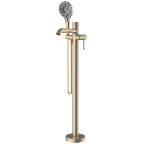 Floor Bath Mixer-Brushed Gold