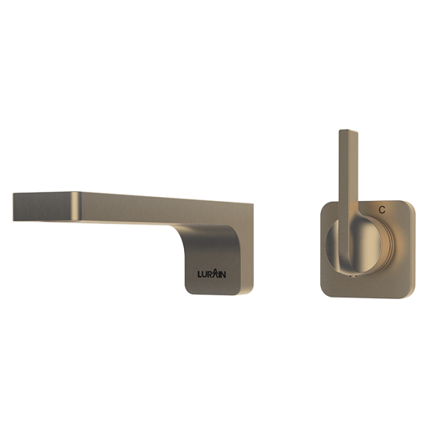 Wall Mounted Basin Mixer-Brushed Gold