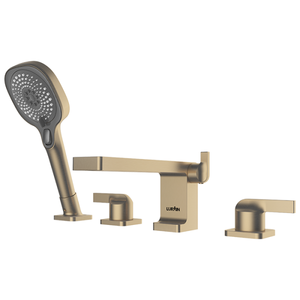 4-hole Bath / Shower Mixer-Brushed Gold